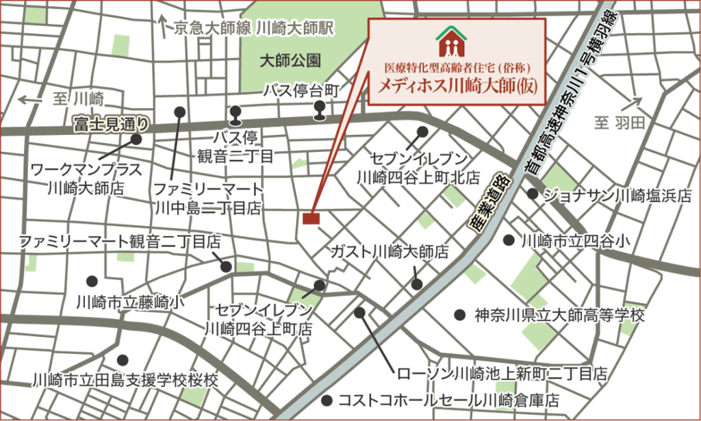 メディホス川崎大師地図